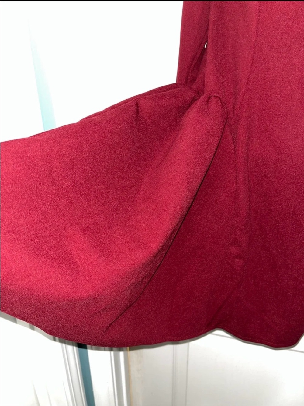 Off-Shoulder Burgundy Fit & Flare Dress - Picture 4 of 5
